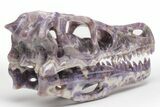 Polished Chevron Amethyst Dinosaur Crystal Skull - Ferocious! #218499-6